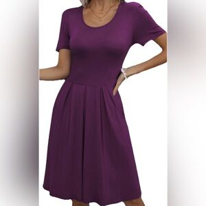 LuLaRoe Amelia Dress Womens Size XXS Plum Puffed Sleeves